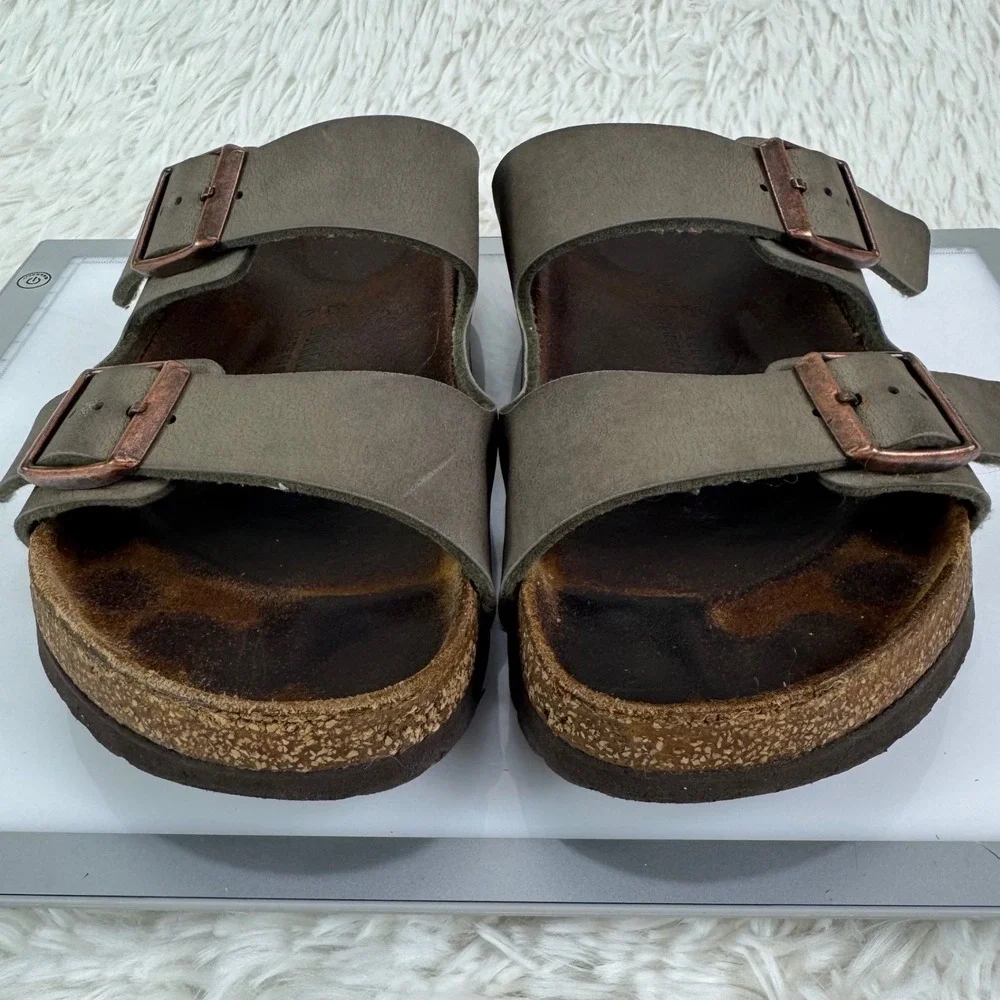 Birkenstock Arizona Olive Gray Copper Buckle Sandals EU 35
